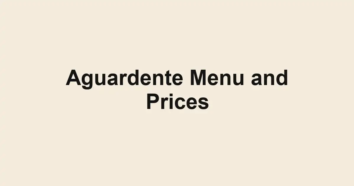 Aguardente Menu and Prices