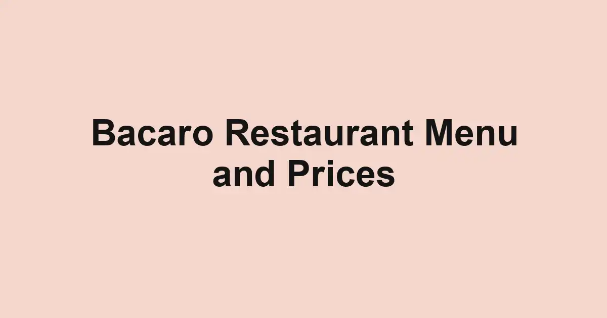 Bacaro Restaurant Menu and Prices