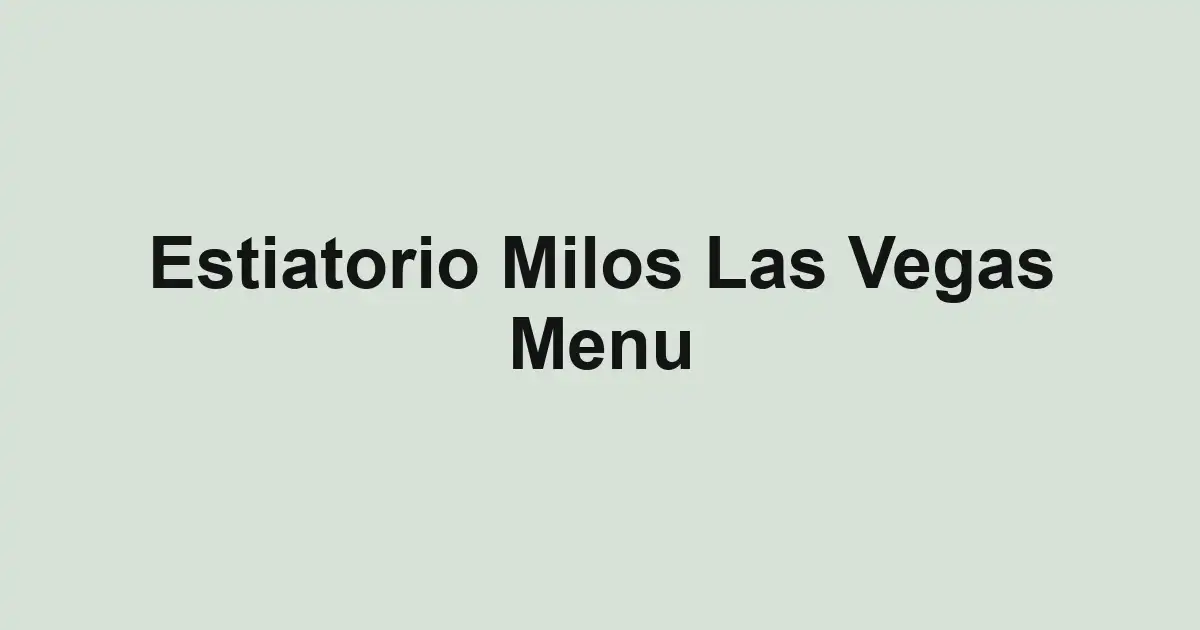 Estiatorio Milos Las Vegas Menu