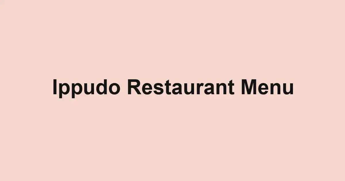 Ippudo Restaurant Menu