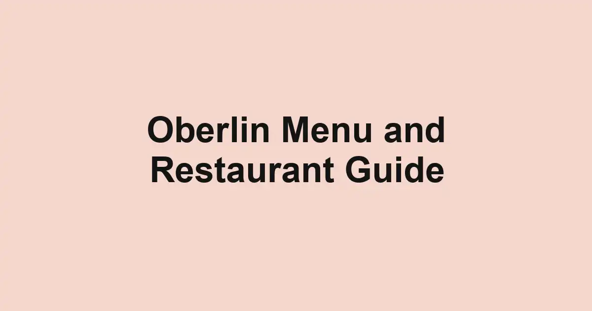 Oberlin Menu and Restaurant Guide