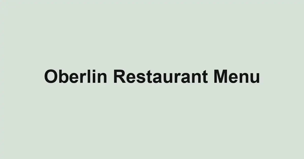 Oberlin Restaurant Menu