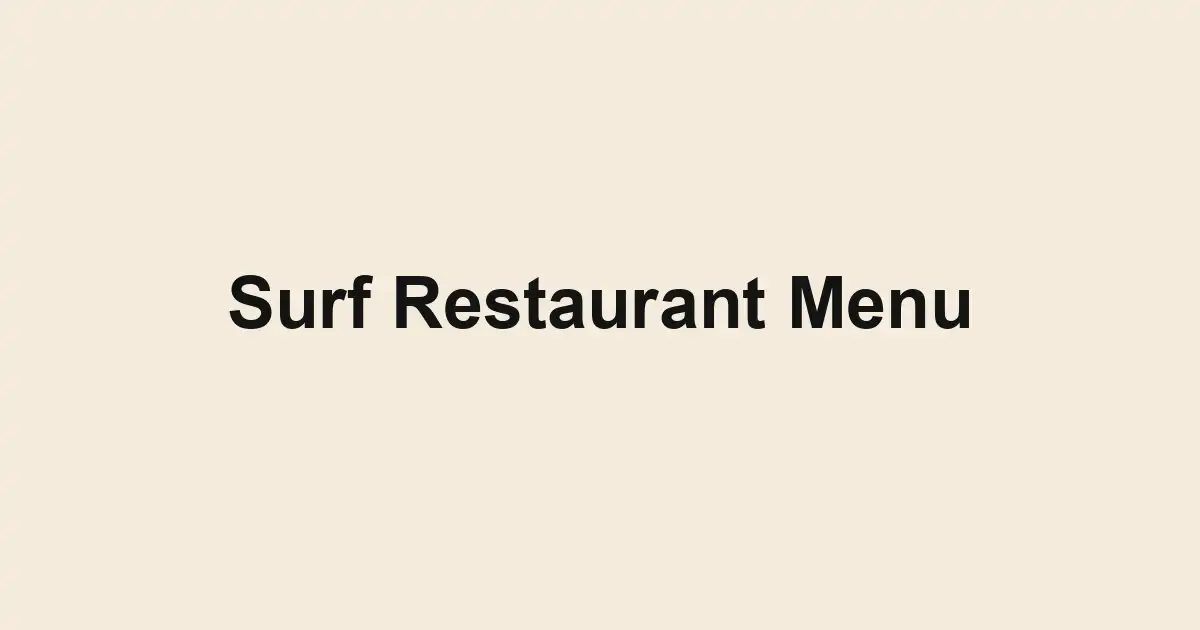 Surf Restaurant Menu